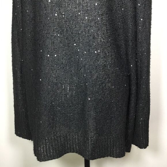 Sparkly sequin black open front cardigan duster witchy witchcore fairy size Lg - Picture 6 of 7